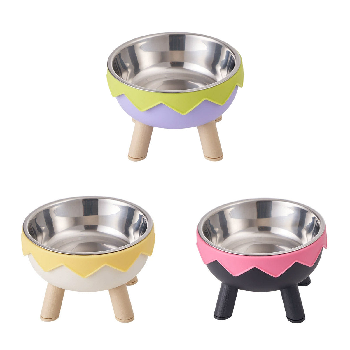 Eggshell Tall Pet Bowl Cat Dog Food Bowl Anti Slip Durable Raised Feeding Bowl - Yellow