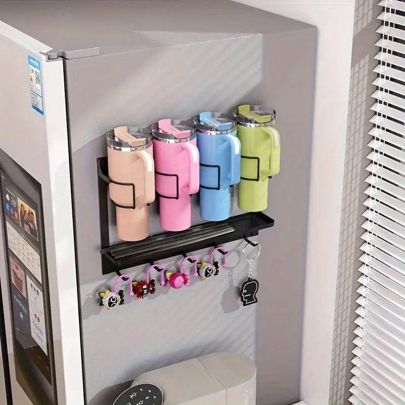 Magnetic Mug Organizer Cup Holder Wall Mount Storage for Kitchen Office Home Use - White