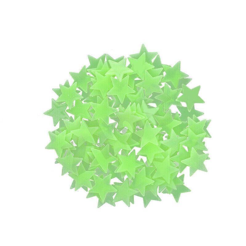 100 Pieces Glow-in-the-Dark Luminous Star Wall Stickers for Bedroom or Ceiling Decor - Yellow