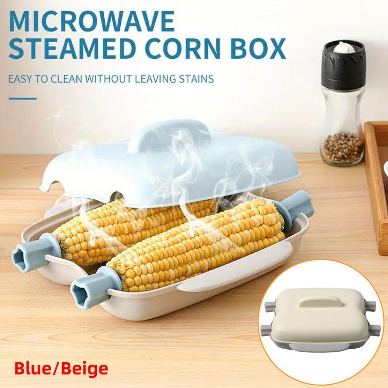 Microwave Corn Steamer Box Kitchen Cooking Tool Fast Heat Resistant Container - Beige