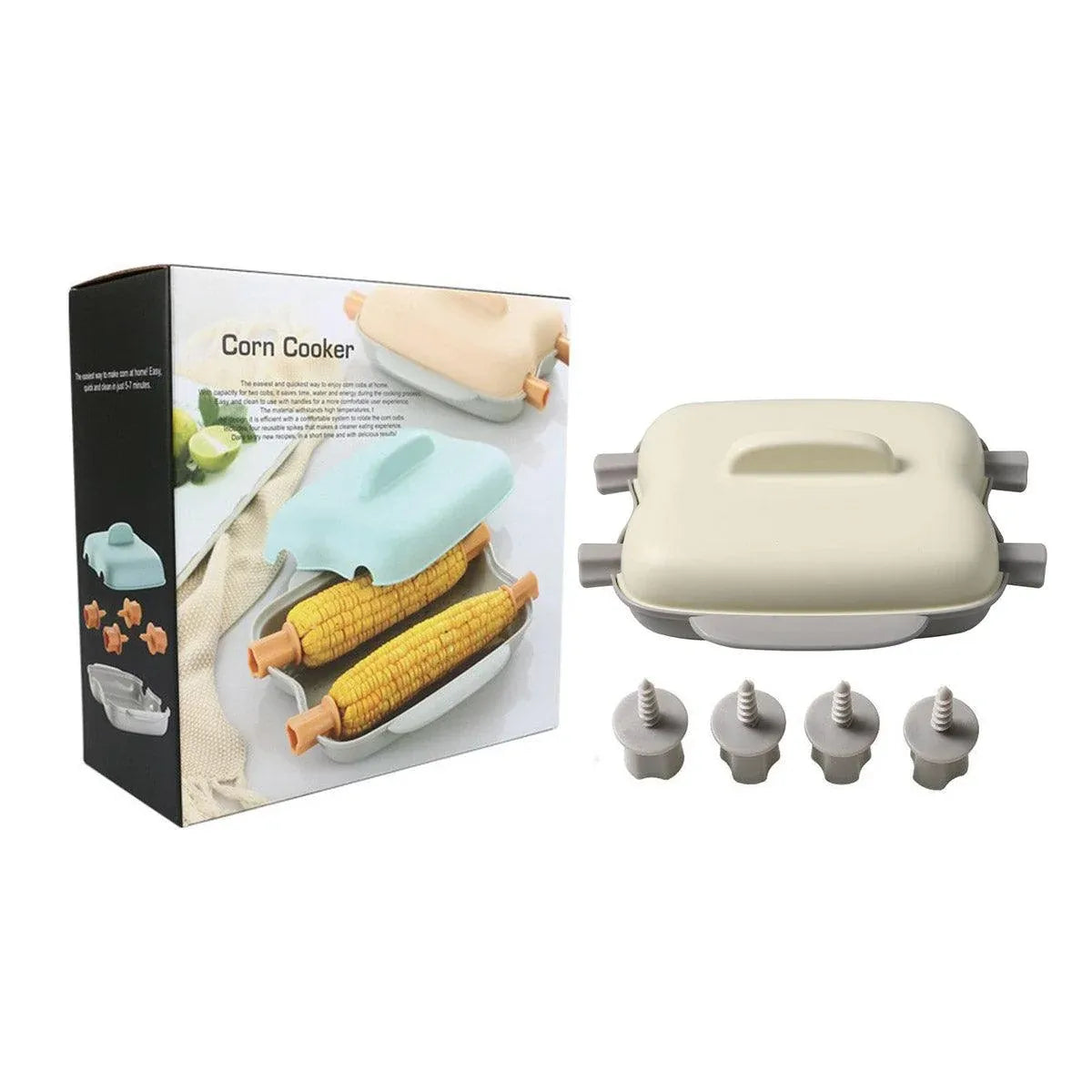 Microwave Corn Steamer Box Kitchen Cooking Tool Fast Heat Resistant Container - Beige