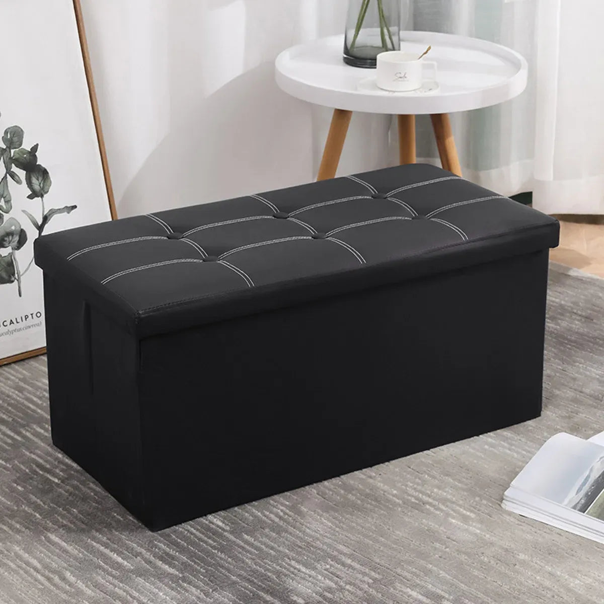 Multifunctional Foldable Storage Stool with Lid 110L Capacity Space Saving