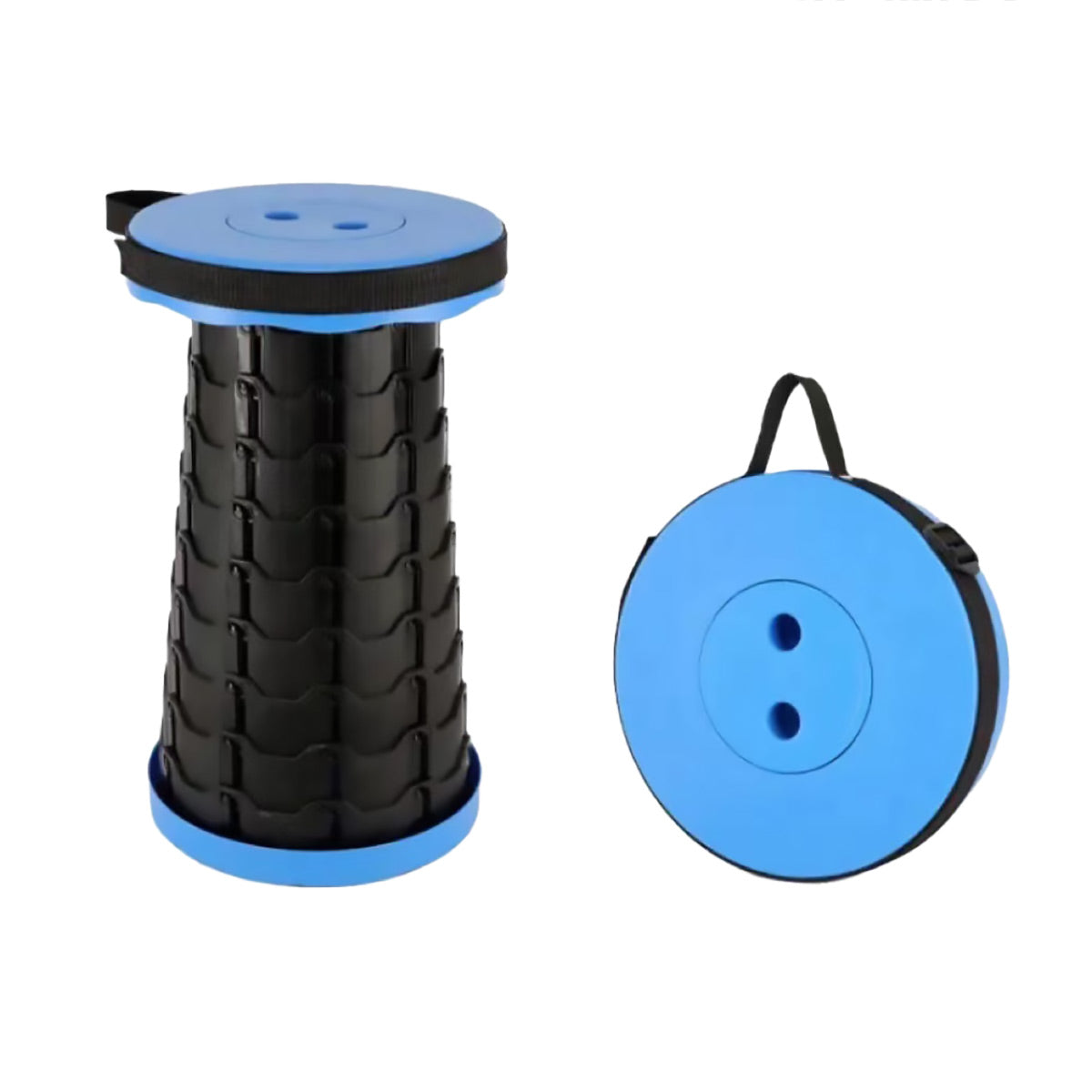 Portable Telescopic Folding Stool Travel Outdoor Seat Compact Retractable Chair - Blue