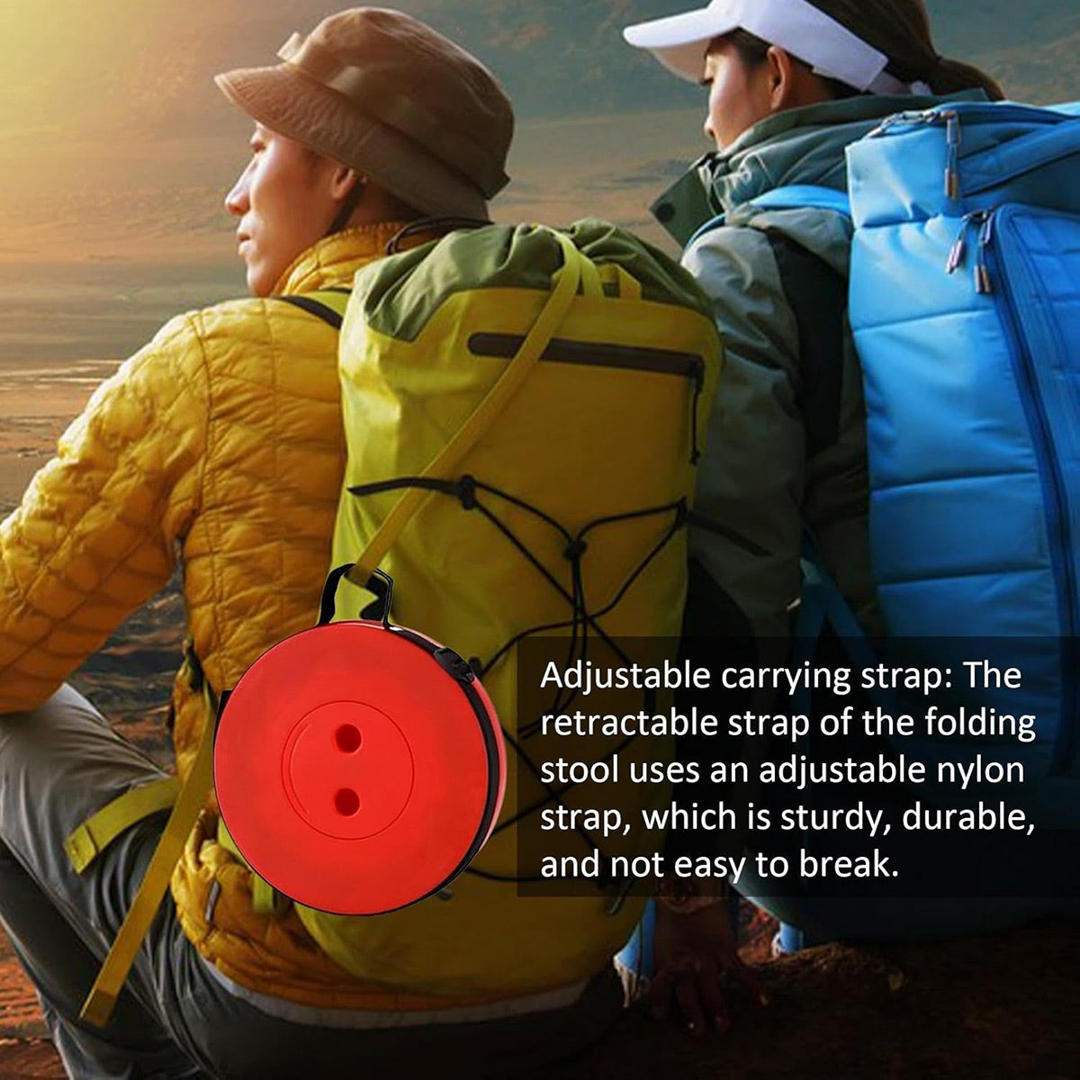 Rainbow Telescopic Folding Stool Thickened Travel Outdoor Seat for Camping - Orange