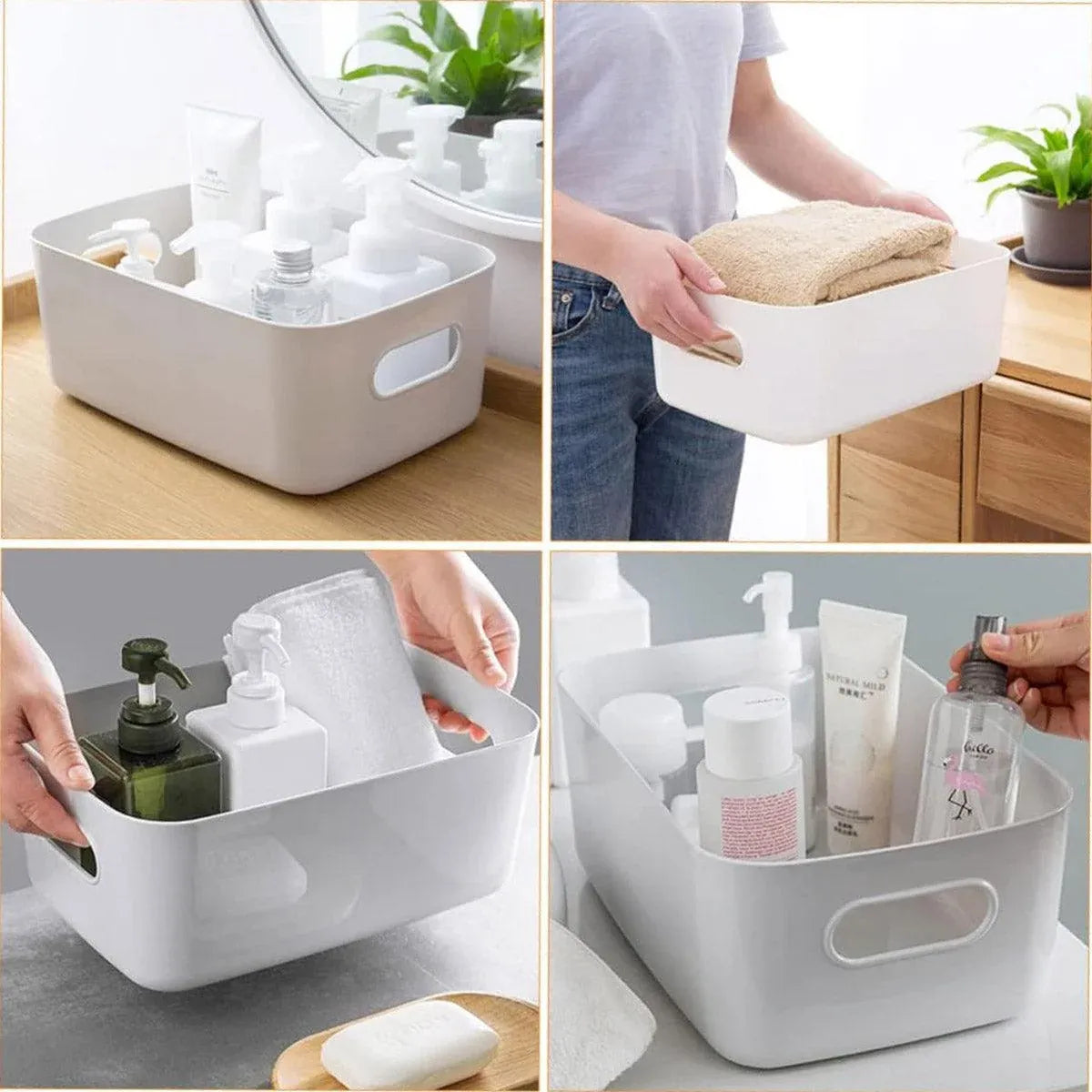 10-Piece White Plastic Storage Basket Set