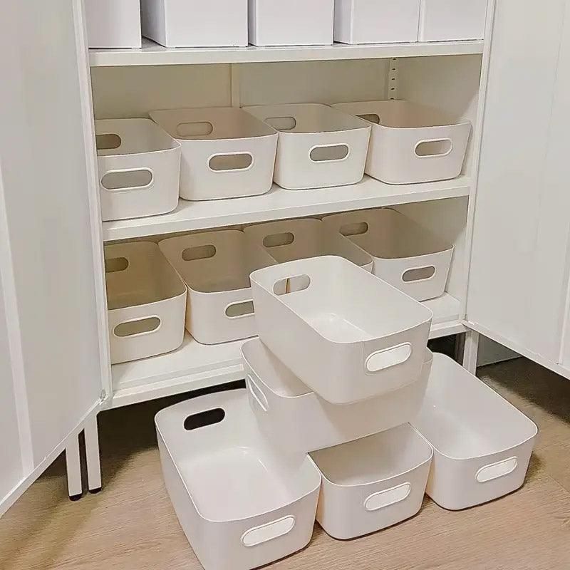 10-Piece White Plastic Storage Basket Set