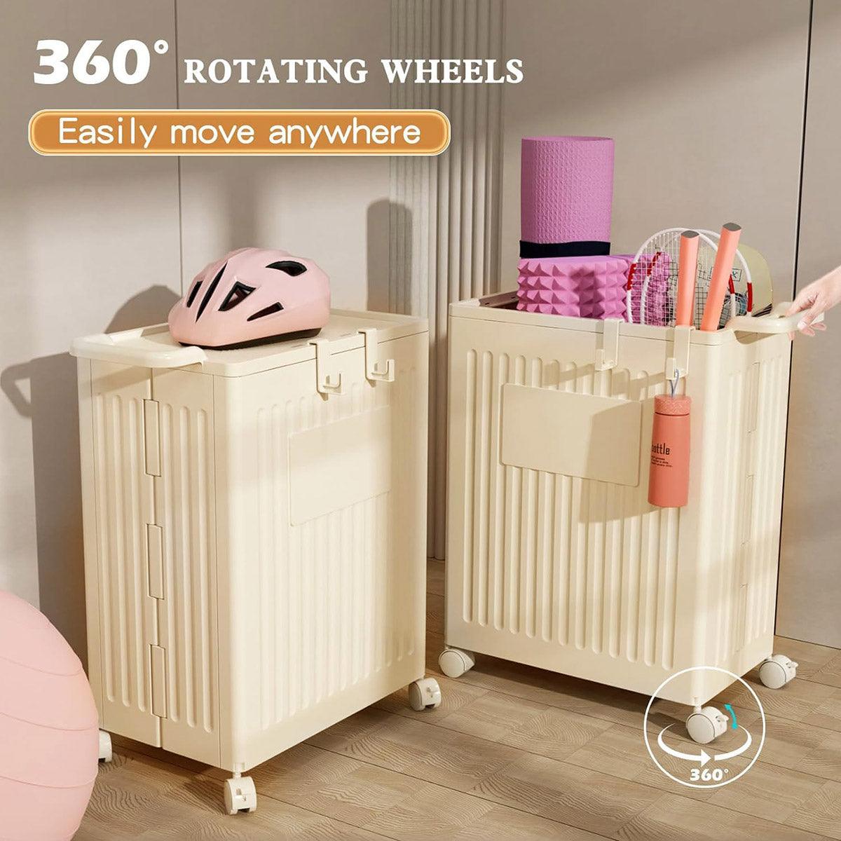 Fitness Storage Basket Organizer Tube with Wheeled Basket for Home Use and Gym