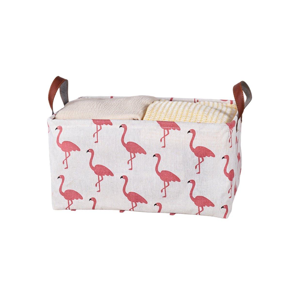 2pcs Foldable Cotton Linen Storage Baskets Home Organizer Box Office Supplies - Dinosaur