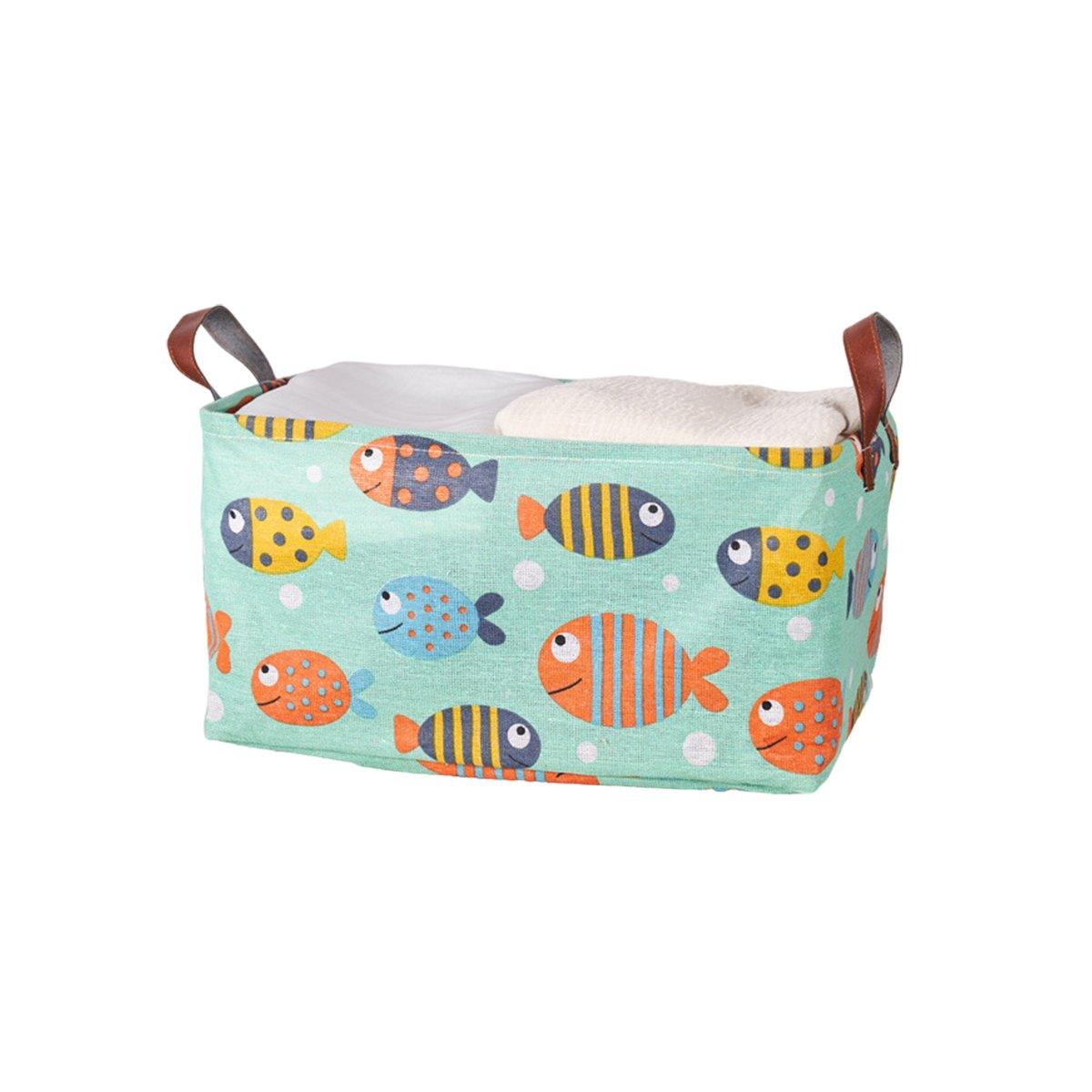 2pcs Foldable Cotton Linen Storage Baskets Home Organizer Box Office Supplies - Waterweed