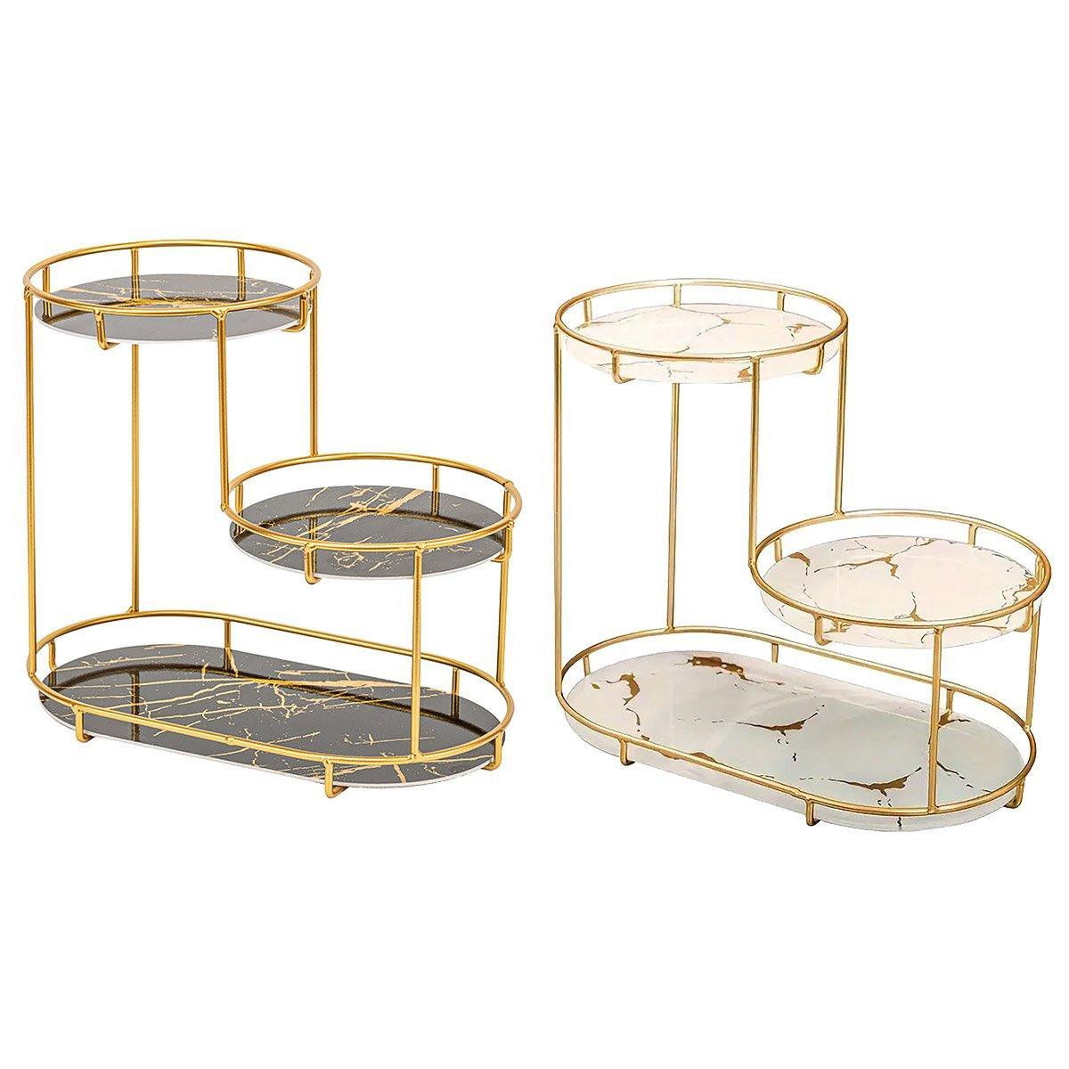 Round Multi-Tier Metal Storage Rack for Bathroom Vanity Kitchen Storage Rack - Black