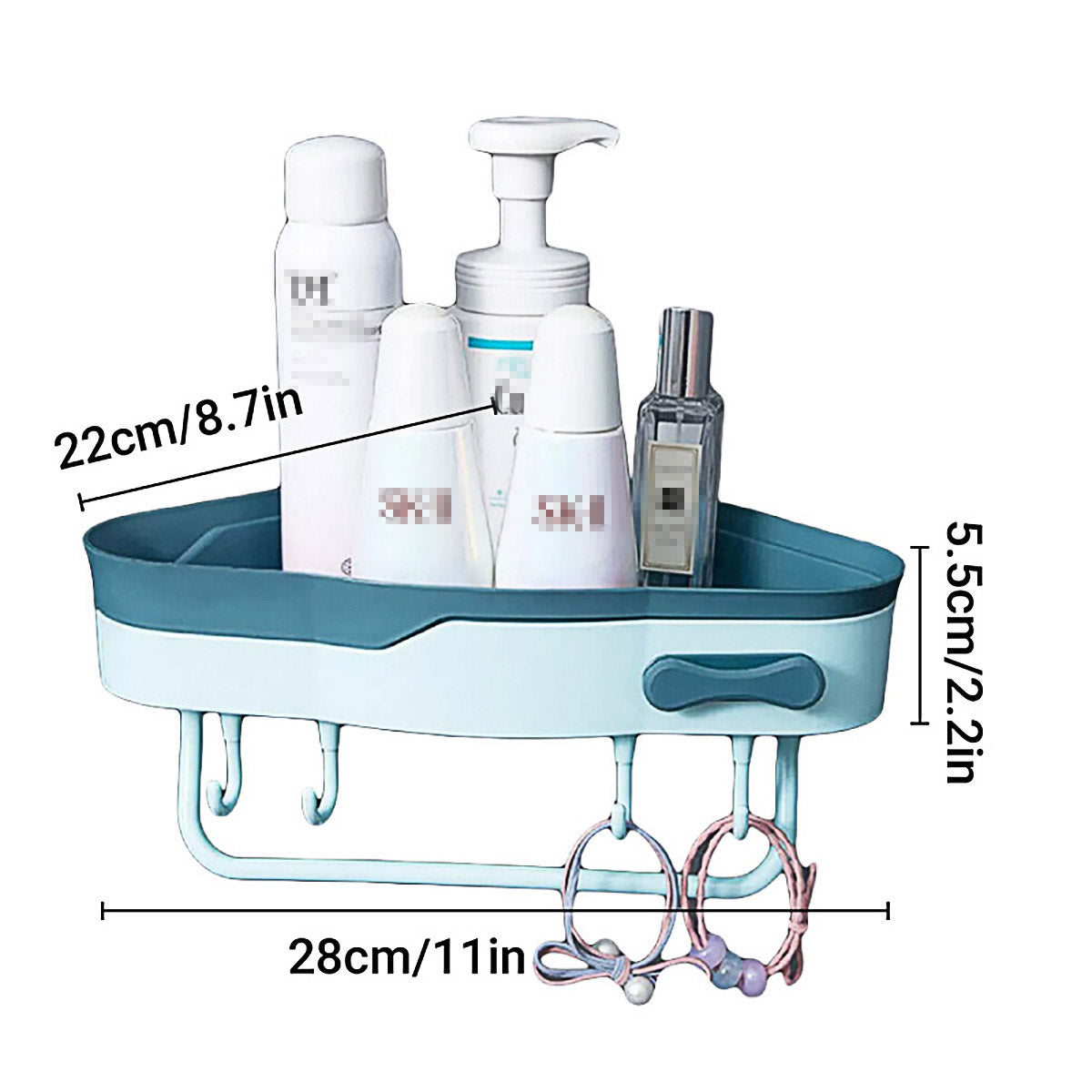 Bathroom Corner Shower Shelf Shampoo Soap Caddy Holder Rack Storage Organiser - Blue