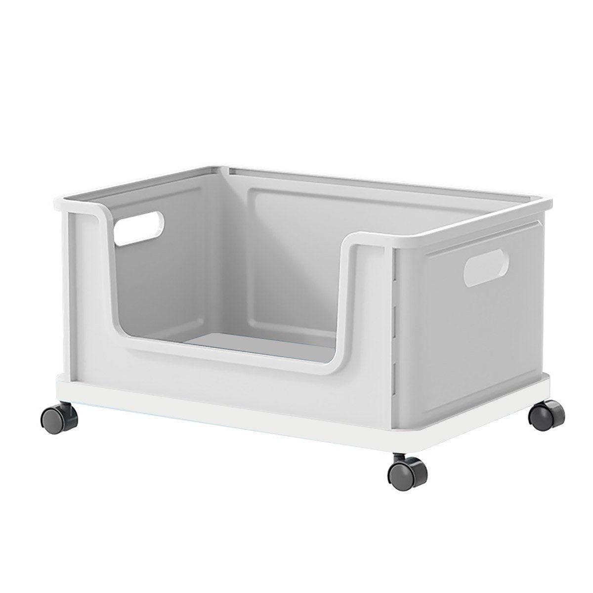Under Desk Book Storage Box with Wheels Movable Classroom Student Organiser Rack - Blue