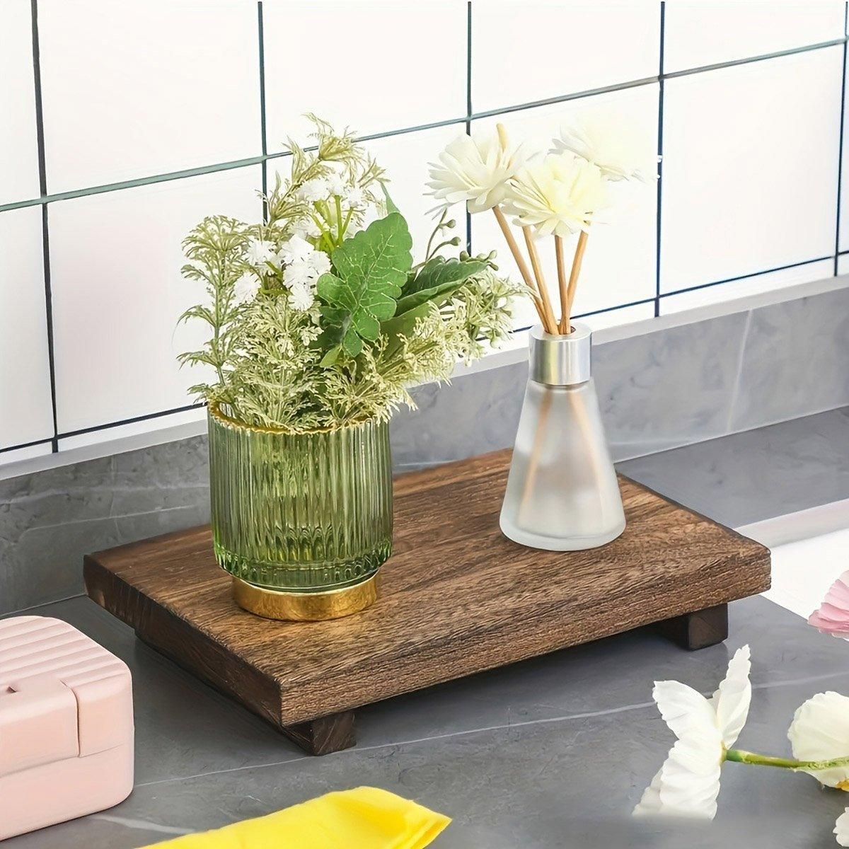 Wooden Raised Bathroom Display Tray