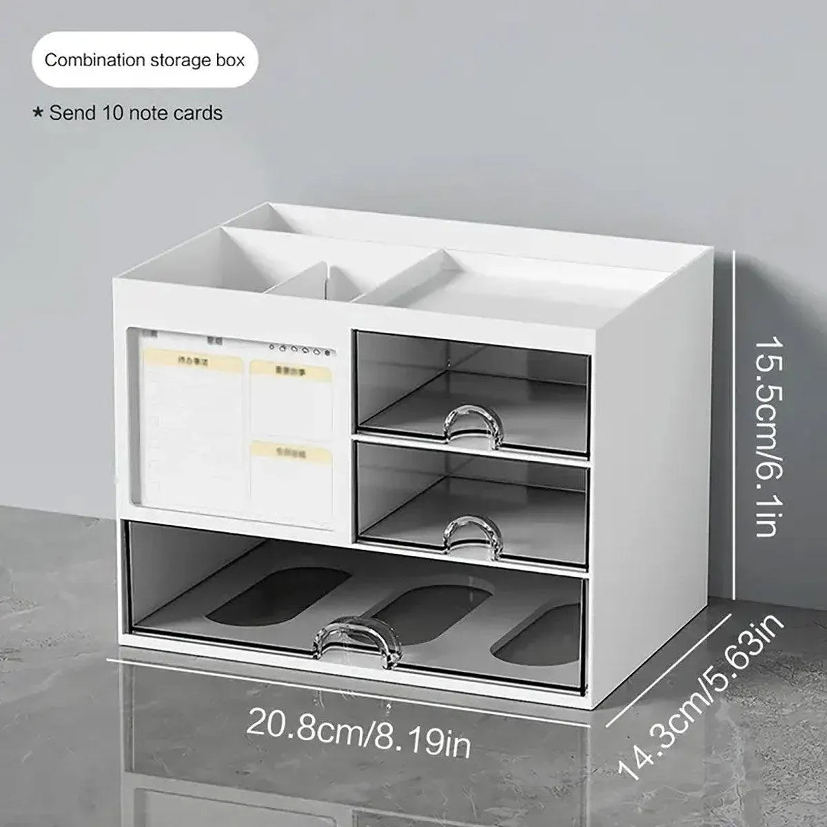 1-Piece Clear Desktop Drawer Organiser with 10 Labelling Cards