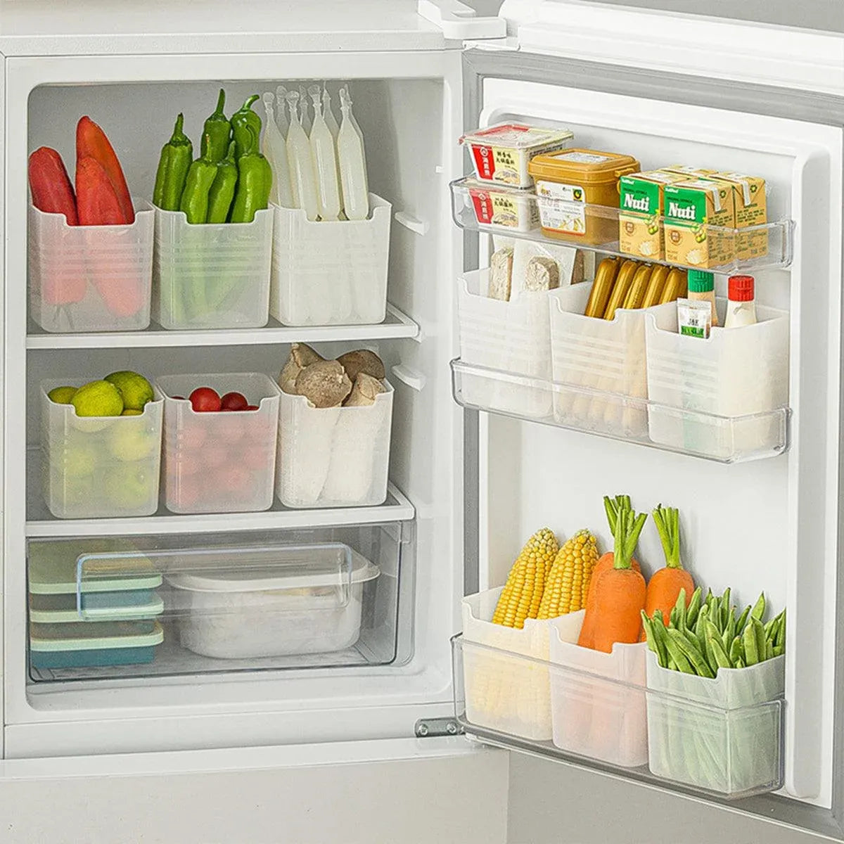6-Piece Clear Fridge Storage Box Set