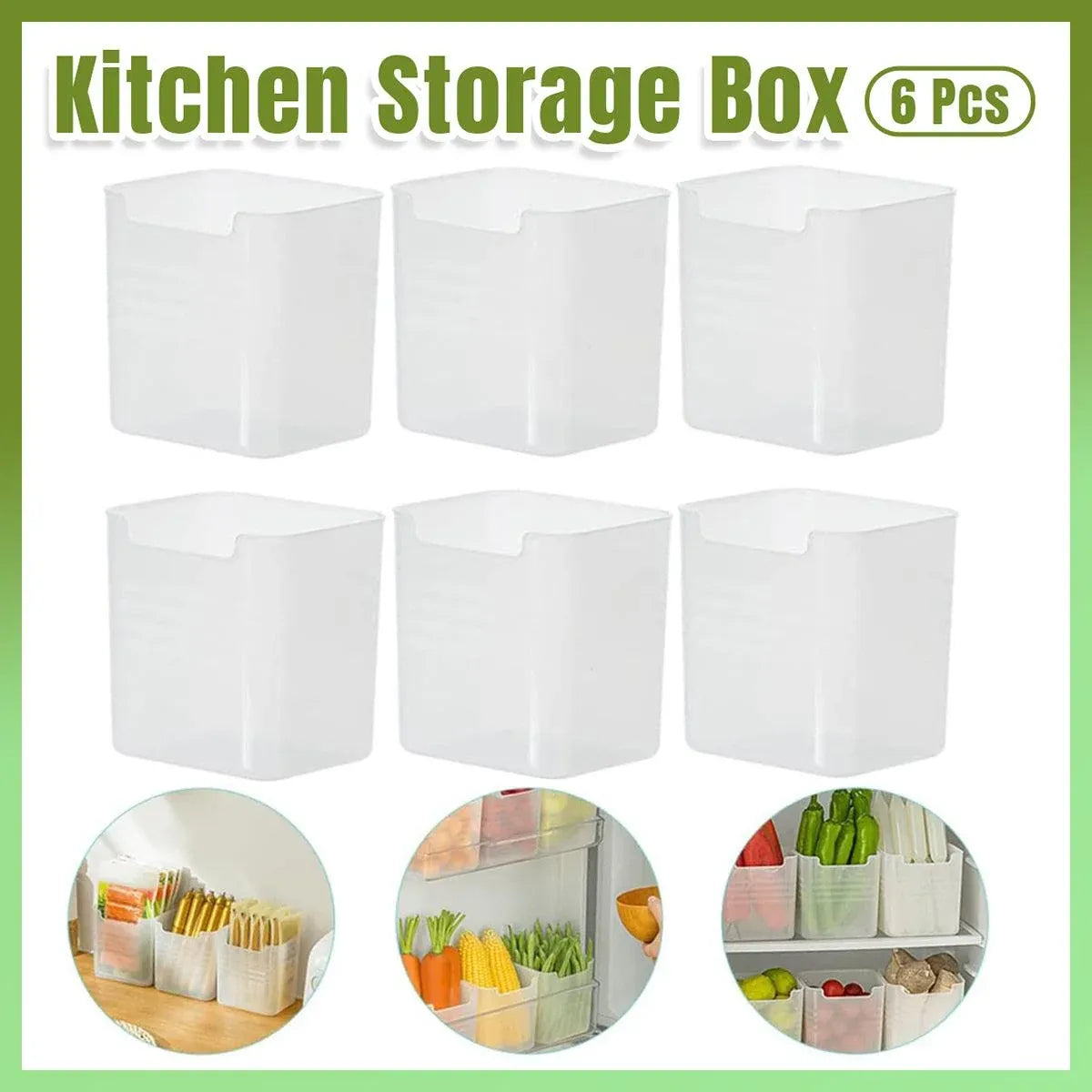 6-Piece Clear Fridge Storage Box Set