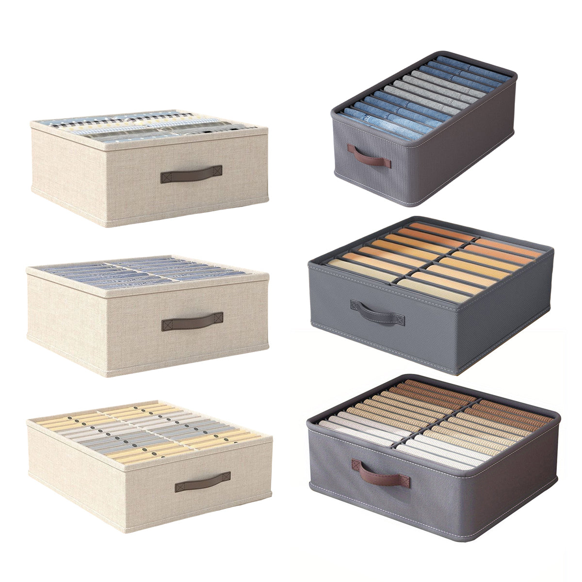 Closet Organizers Storage Bins Portable Washable Organizer for Clothing Socks - Grey-16 Grids