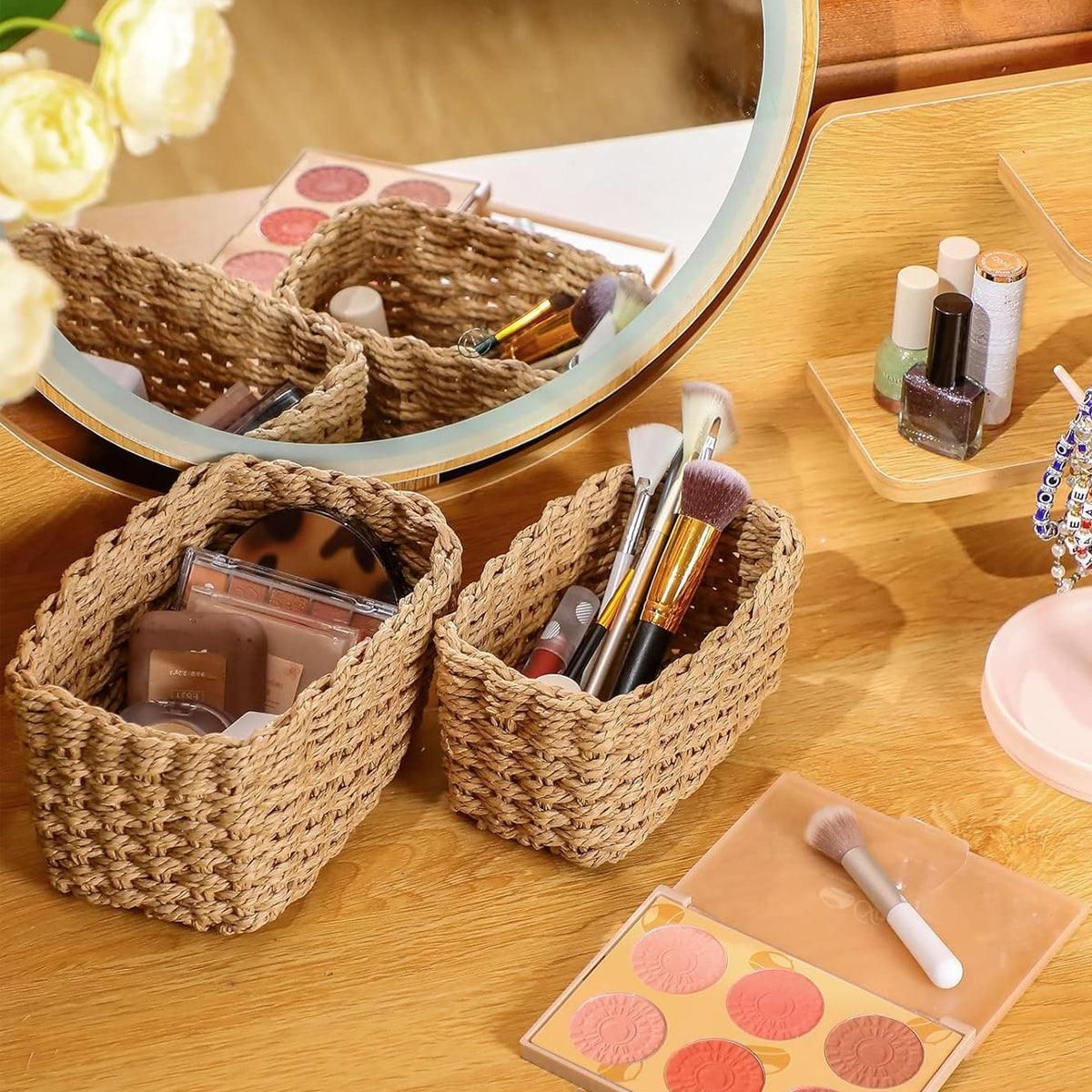 4-Piece Brown Woven Storage Basket Set