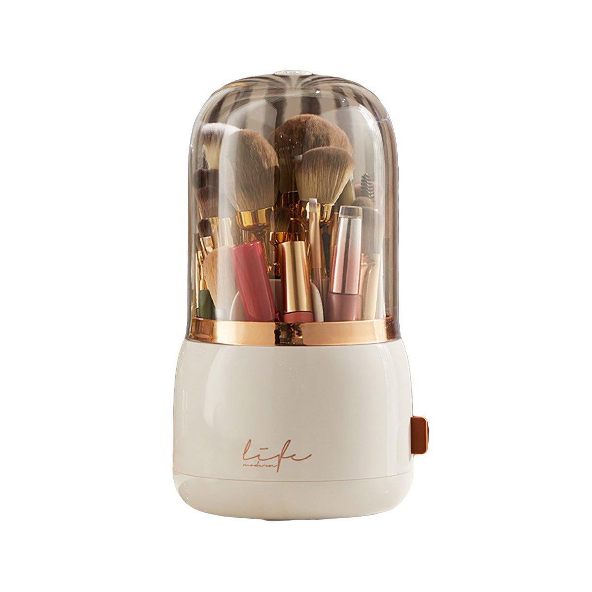 Luxury Cosmetic Brush Box Dustproof Makeup Storage Box for Lipstick Eyebrow Pen - White