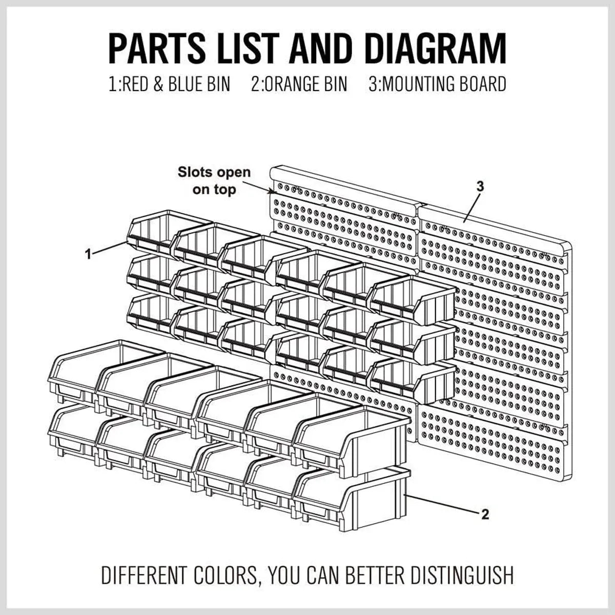 30PCS Wall Mounted Tool Storage Rack Bin Organiser Box for Garage Workshop Use