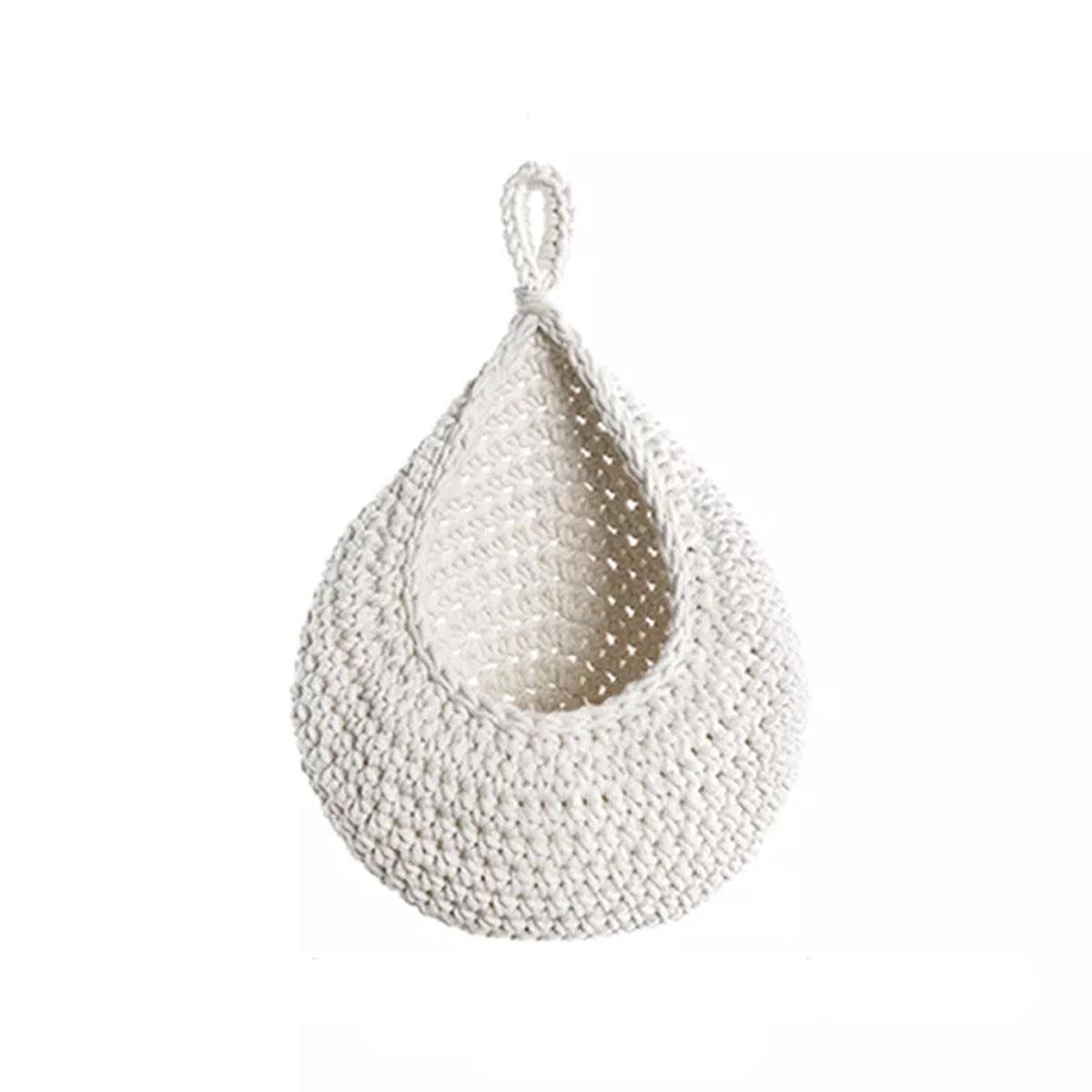 Cotton Rope Woven Storage Basket Wall Mount Fruit Vegetable Organizer Container - Mini