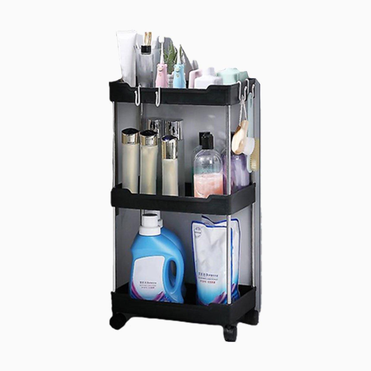 Multi Layer Rolling Storage Cart Kitchen Bathroom Organizer Shelf with Wheels - 4-Black