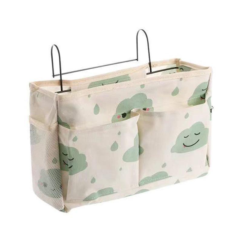 Hanging Bedside Storage Caddy with Pockets for Bunk Bed Dorm Couch Organizing - White
