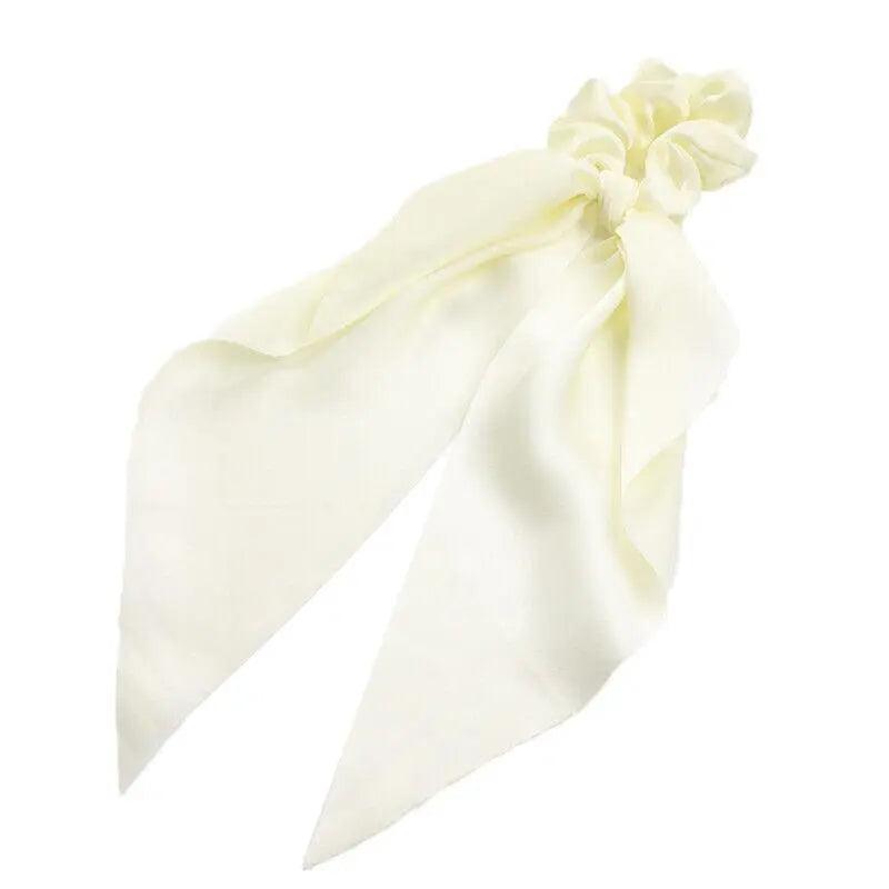 Chiffon Ponytail Scarf Bow Elastic Hair Rope Tie Scrunchies Ribbon Hair Bands - Yellow