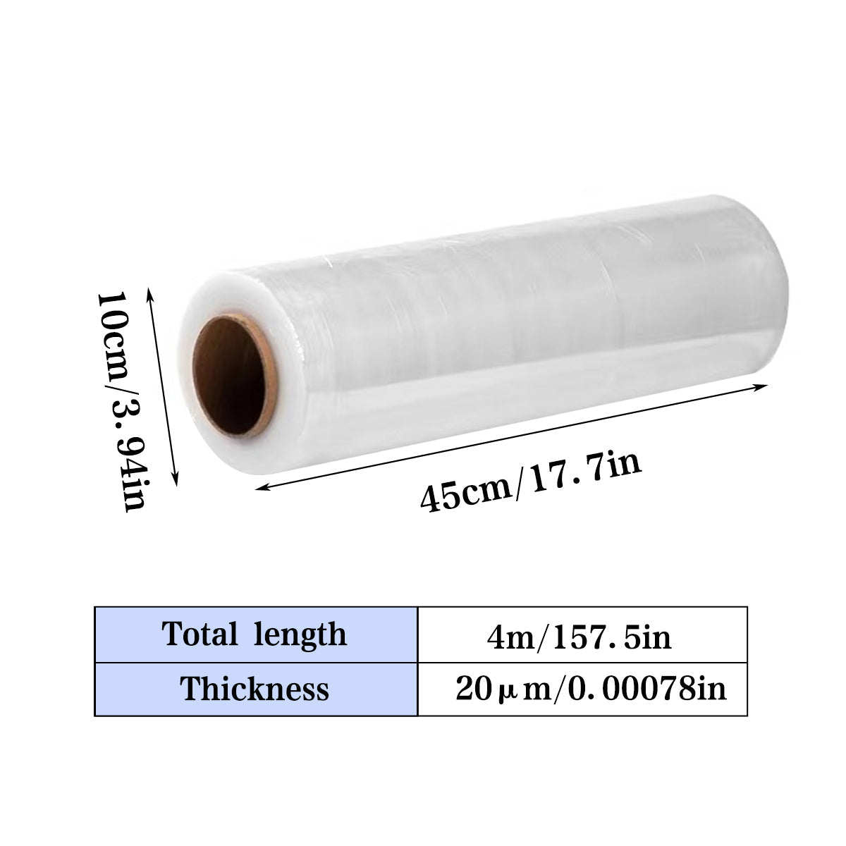 Stretch Film PE Winding Film Transparent 45CM Wide Logistics Wrapping Film