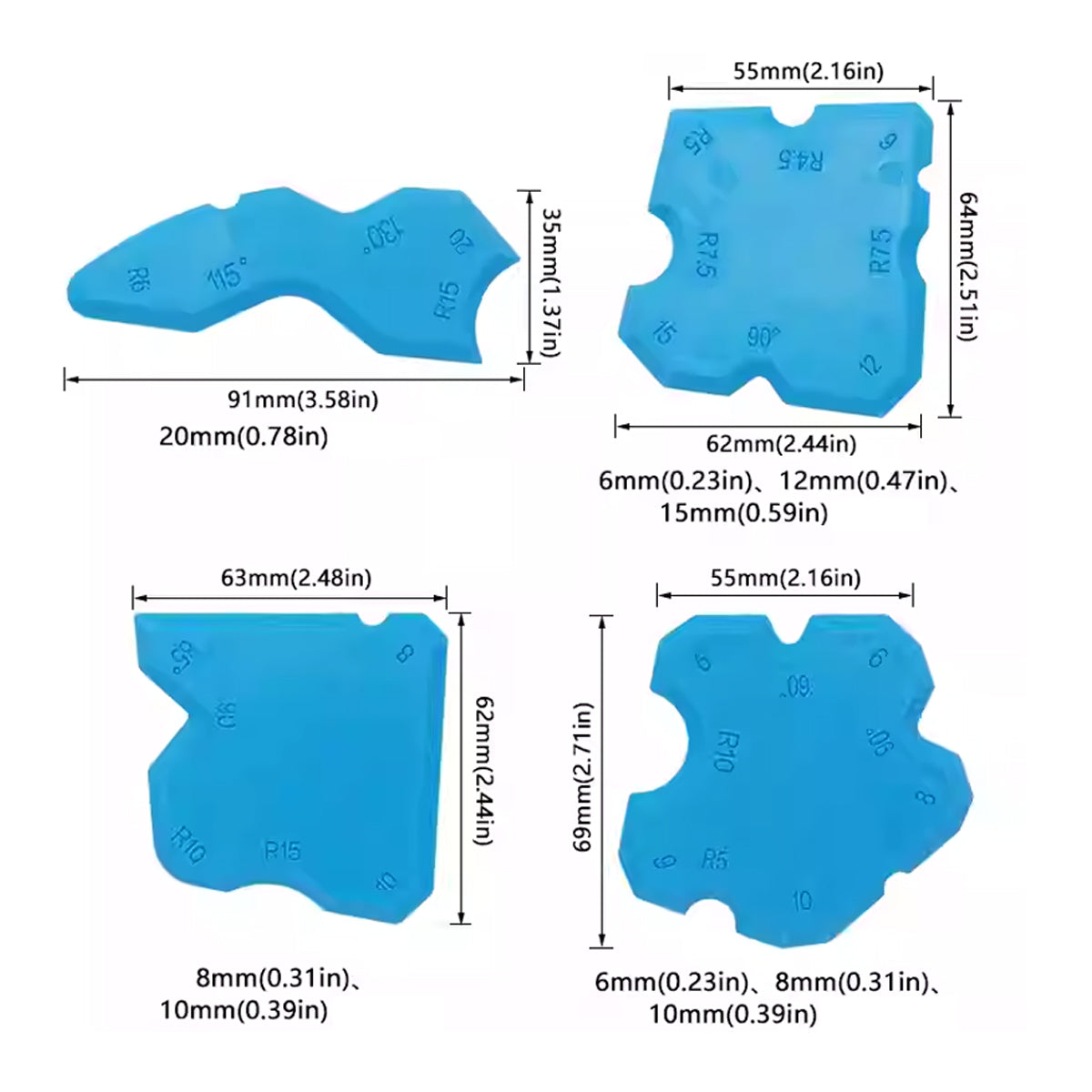 20pcs Caulk Smear Scraper Set Kitchen Bathroom Sink Sealant Joint Finishing Tool - Sky Blue