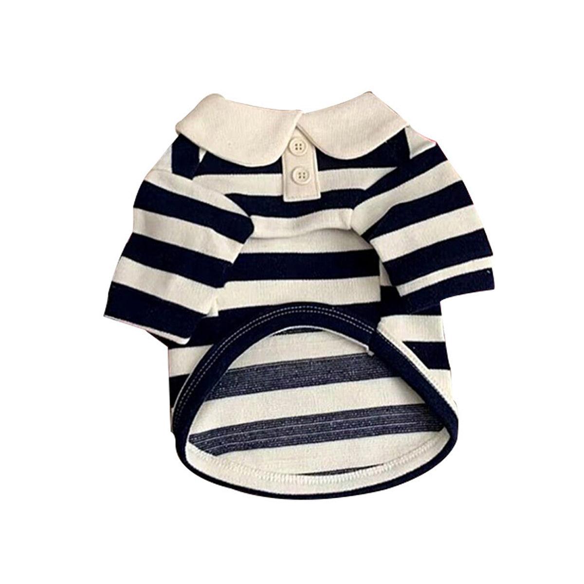 Short Sleeve Summer Striped Pet Tee Round Neck Comfortable Shirt for Dogs Cats - XL