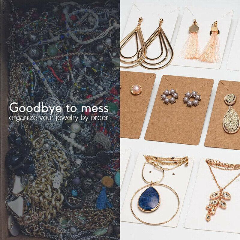 40pcs Jewellery Display Cards Necklace Earring Holder Kraft Paper 6x9cm - Black