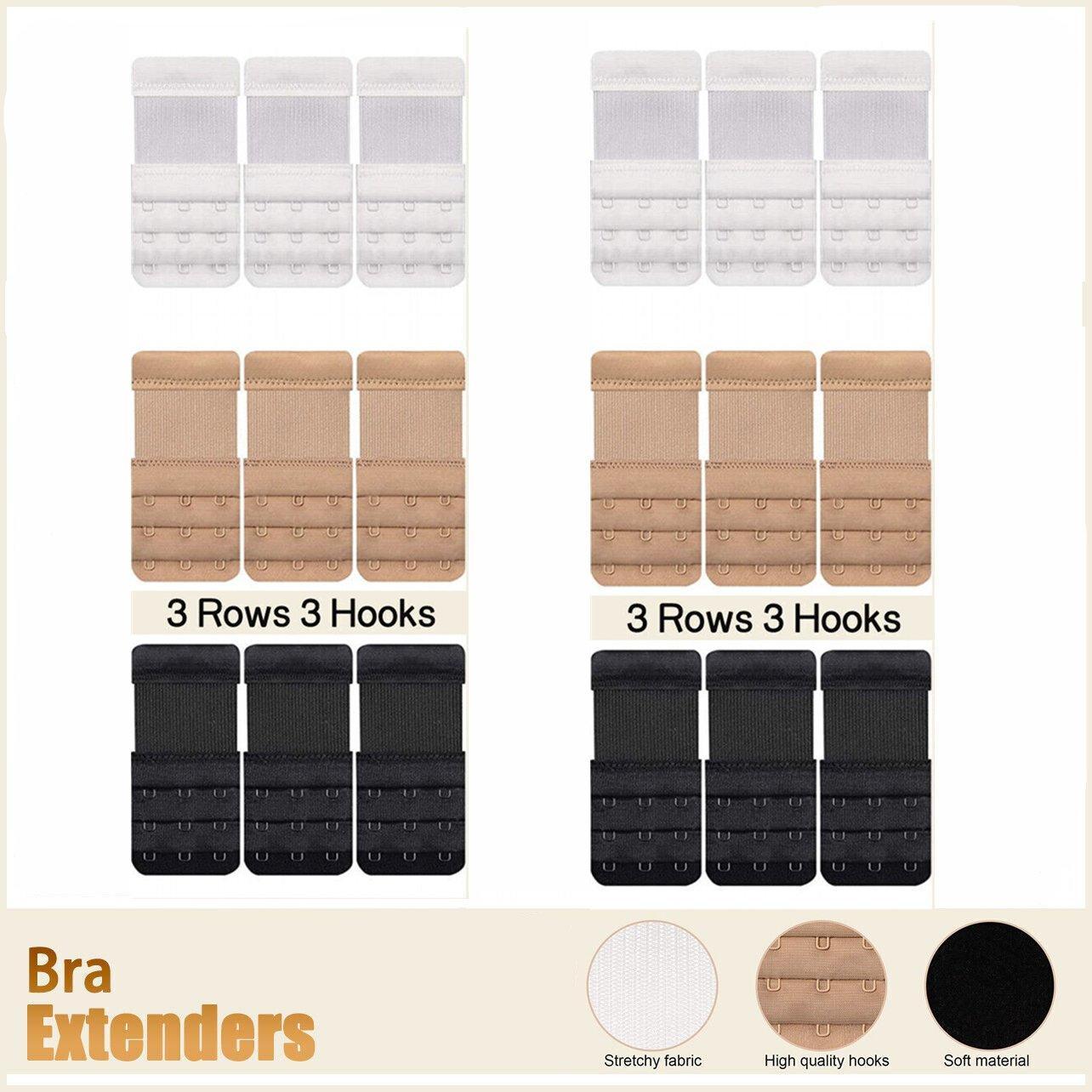Maternity Strap Clip On Bra Extender Extension 3 Hooks Ladies Plus Size - Black