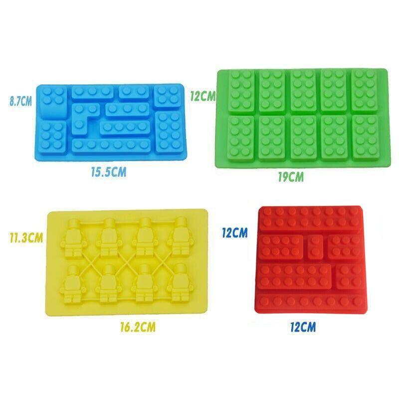 Brick Figure Man Silicone Mold Chocolate Block Cake Mould Ice Cube Tray - Red-Square