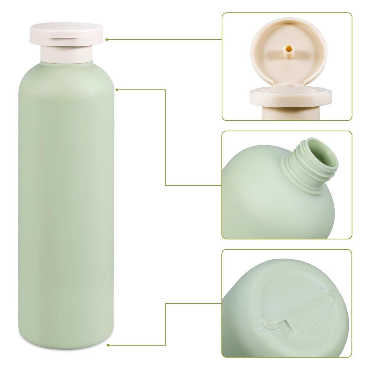 5PCS Green Squeeze Bottles Refillable Plastic Liquid Soap Lotion Travel Use