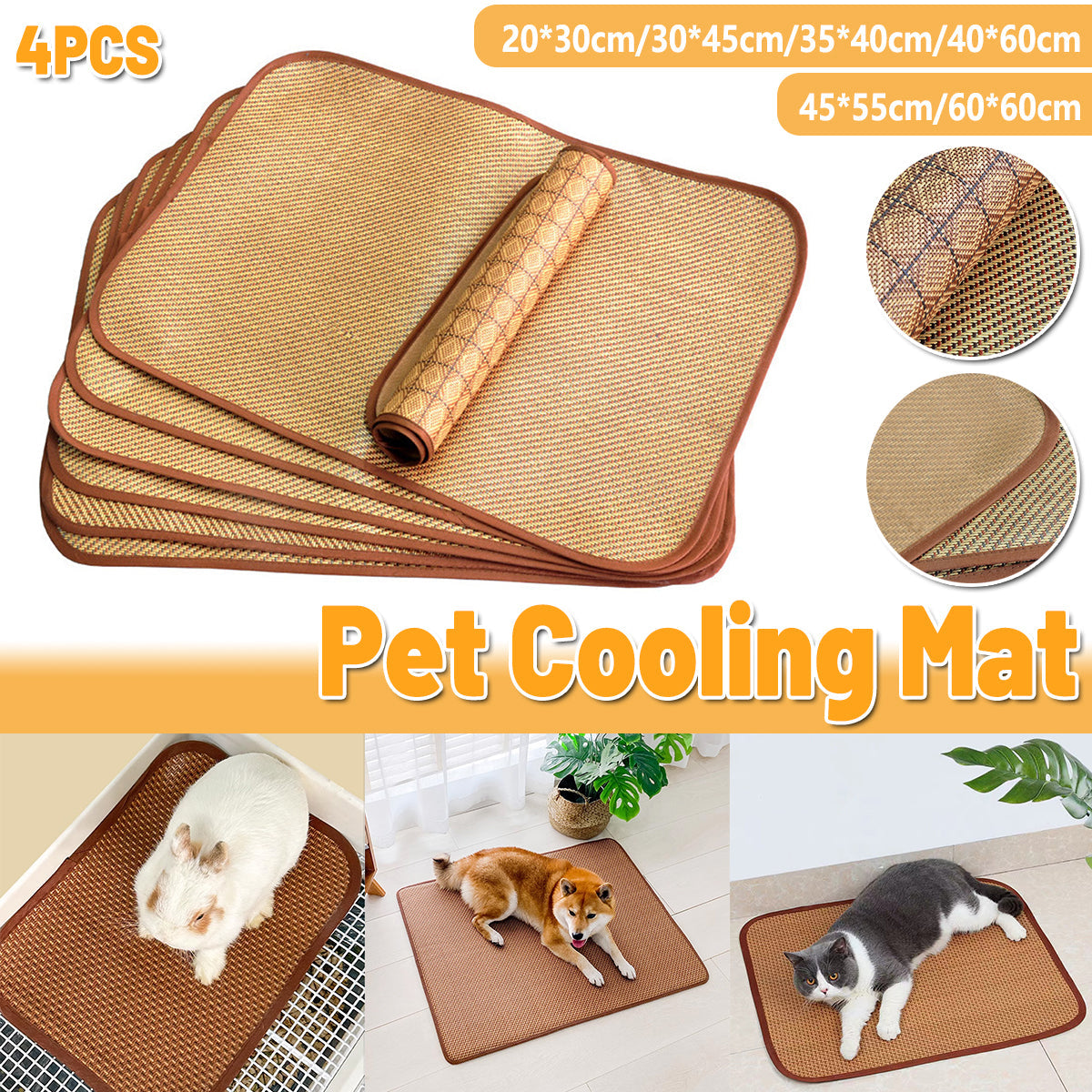 Pet Mat Kennel Cushion Dog Cat Bed Sleeping Pad Soft Washable for Crate Floor - 60x60cm