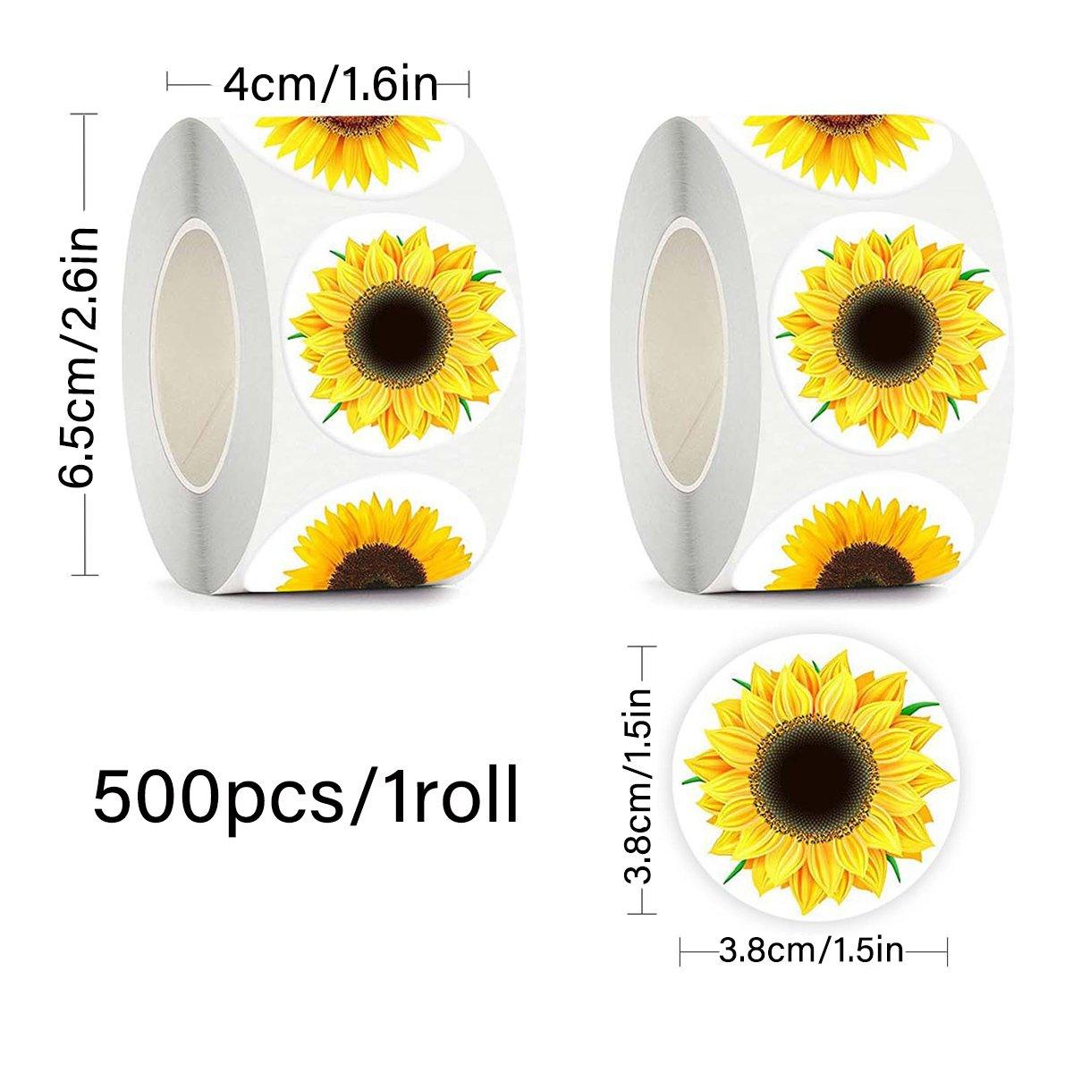 2 Rolls Sunflower Stickers Handmade Flower Decoration Labels for Craft Projects