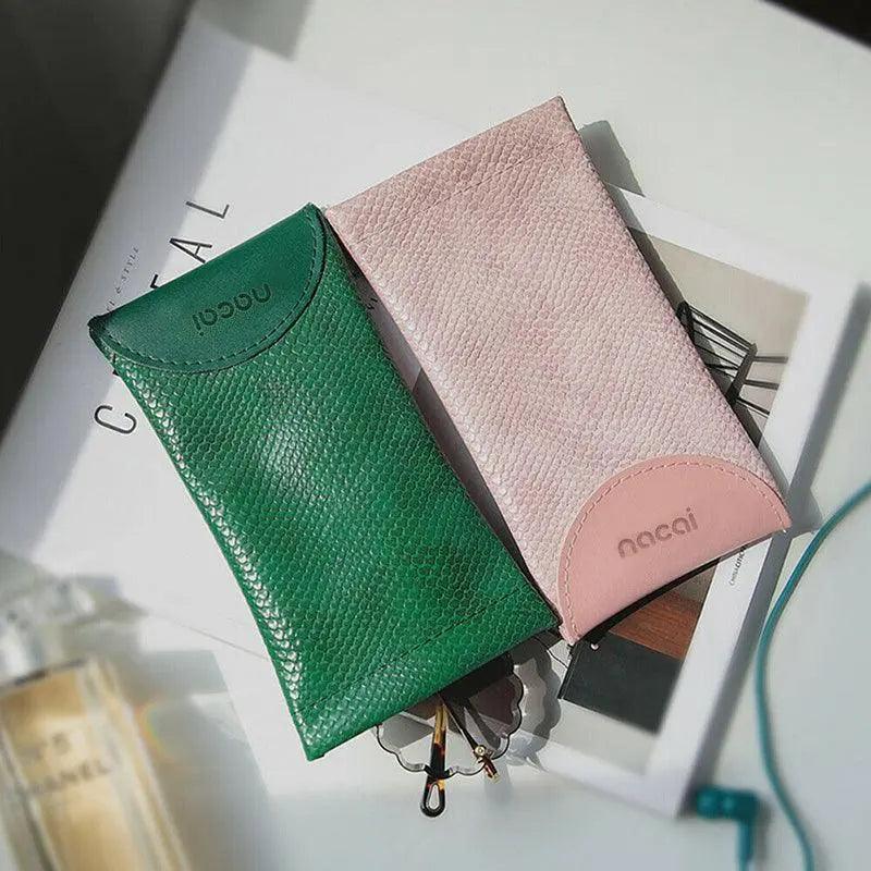 Mouth Snapped Sunglasses Eyeglass Glasses Case Soft Pouch Bag Pocket Spectacle - Light Green