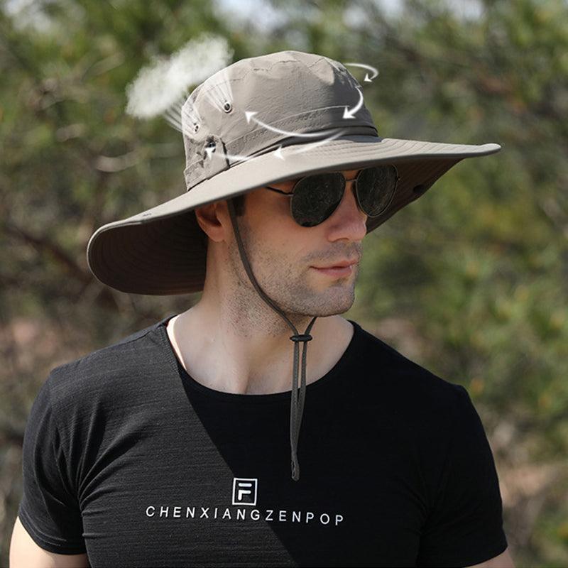 Outdoor Uv Protection Sun Hat Wide Brim Cap Quick-Drying Hat For Fishing Hiking - Grey
