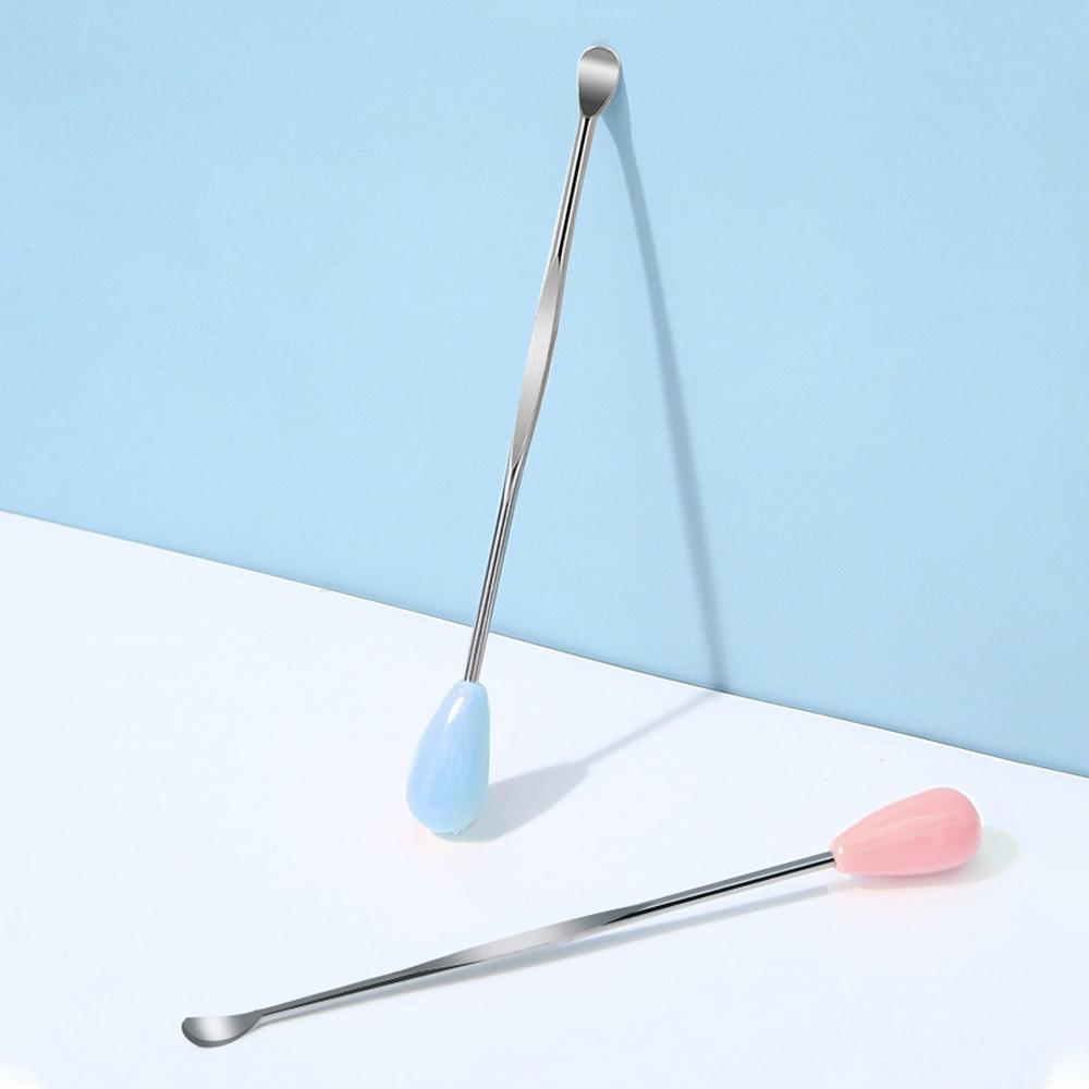 Stainless Steel Earpick Scoop Reusable Earwax Removal Tool Cleaner Kit Unisex - Pink