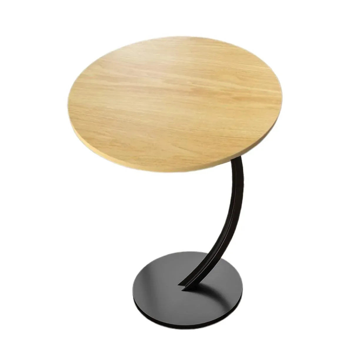 C Shaped Snack Side Table for Sofa Couch Small End Table for Living Room Bedroom - Brown-Black