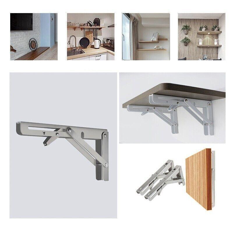 10-20" Heavy-Duty Stainless Steel Folding Table Bracket 200Kg Load - 14In(2PCS)