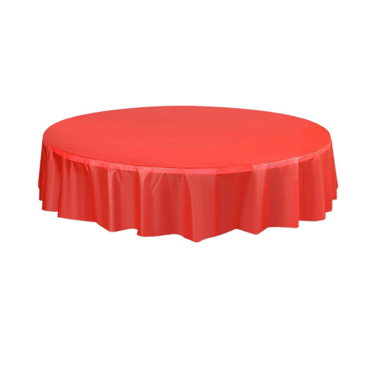 10pcs Round Tablecloth Solid Color Waterproof PEVA Table Cover 213cm Diameter - Black