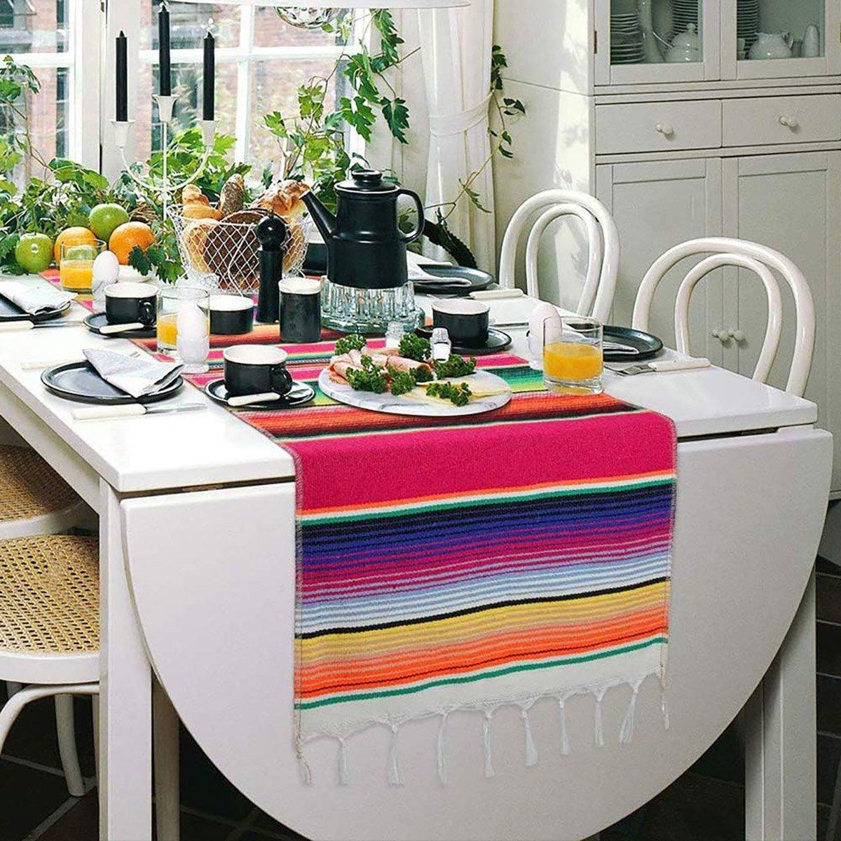 Woven Blanket Tassel Party Tablecloth Home Decoration Table Flags Cover Cloth - Dark Blue