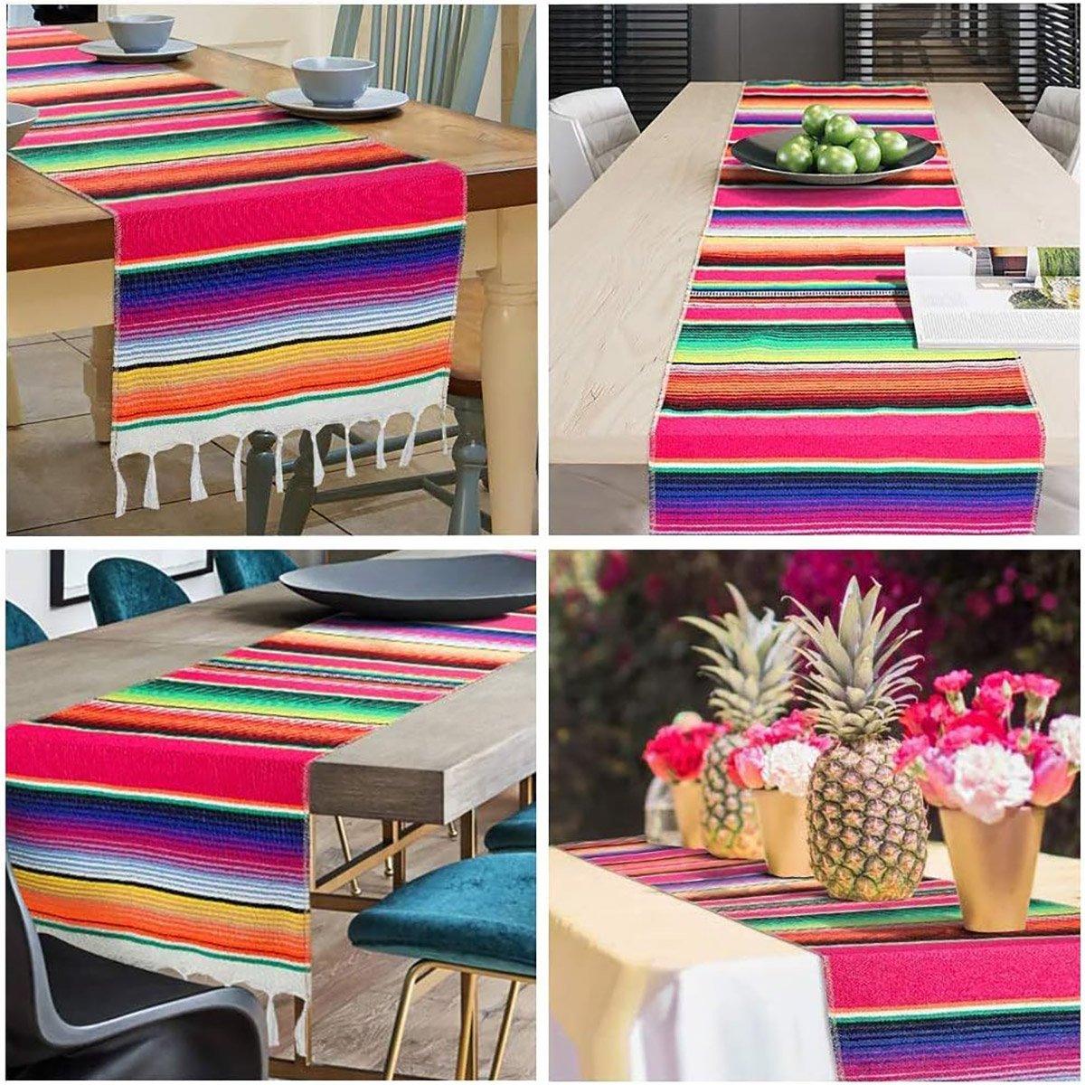 Woven Blanket Tassel Party Tablecloth Home Decoration Table Flags Cover Cloth - Rose Red