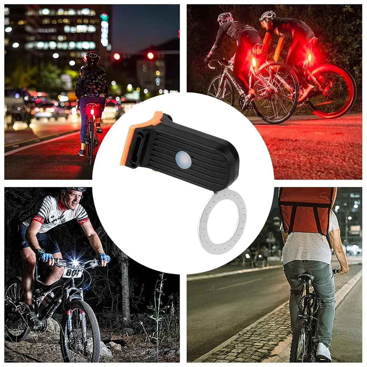 1-Piece USB-Rechargeable Circular Bicycle Tail Light