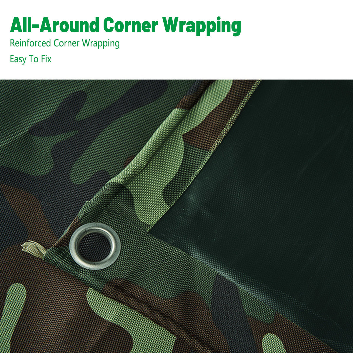 Camouflage Tarpaulin Tarp Cover Outdoor Rainproof Ground Sheet Heavy - 3x3m