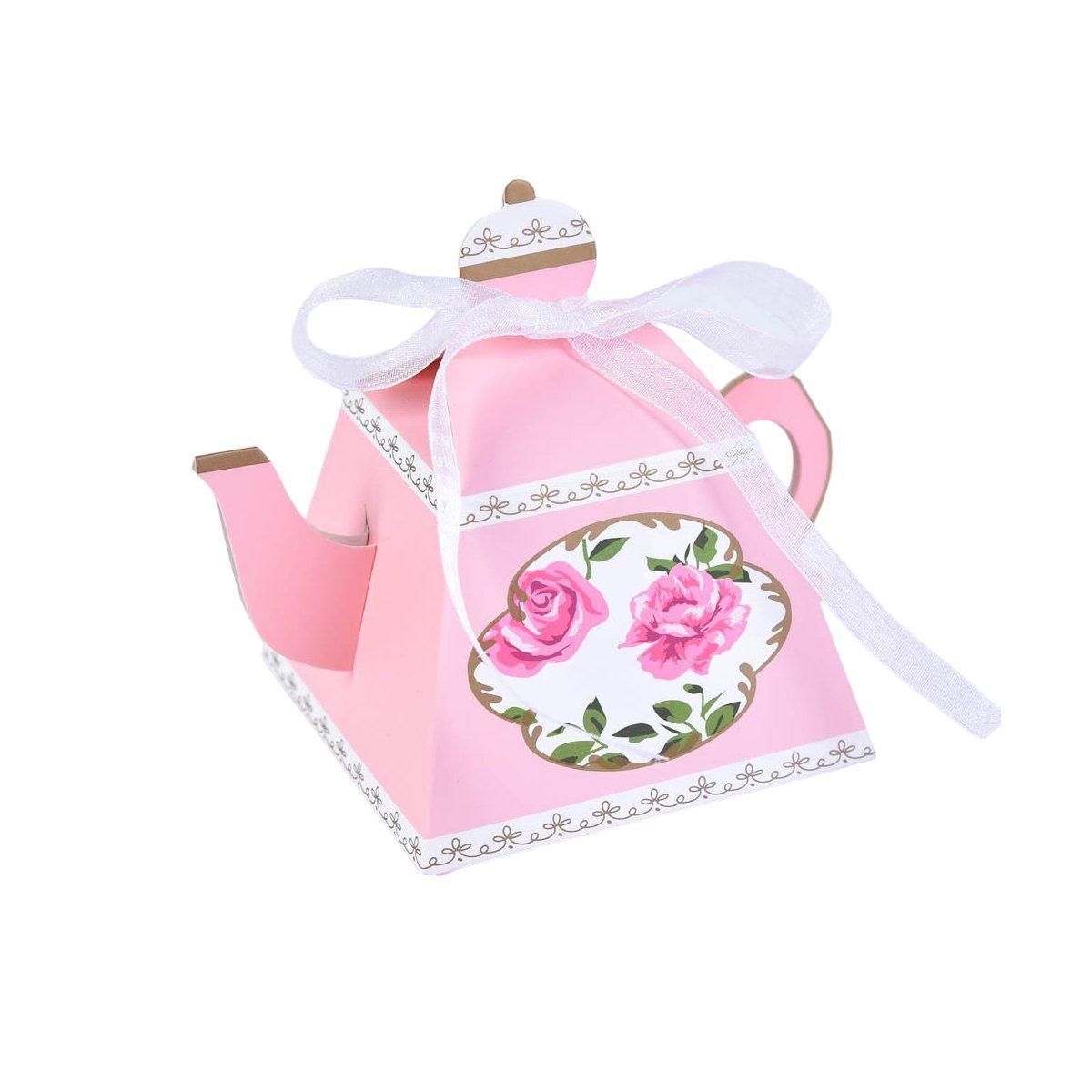 50Pcs Teapot Candy Boxes Wedding Favor Gift Packaging Tea Party Decorations - Blue