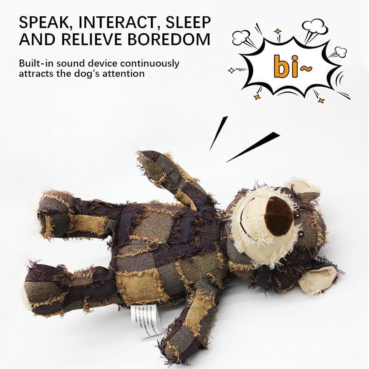 Puppy Squeaky Plush Toy Small Dog Chew Soft Bear Pet Companion - Brown-22cm