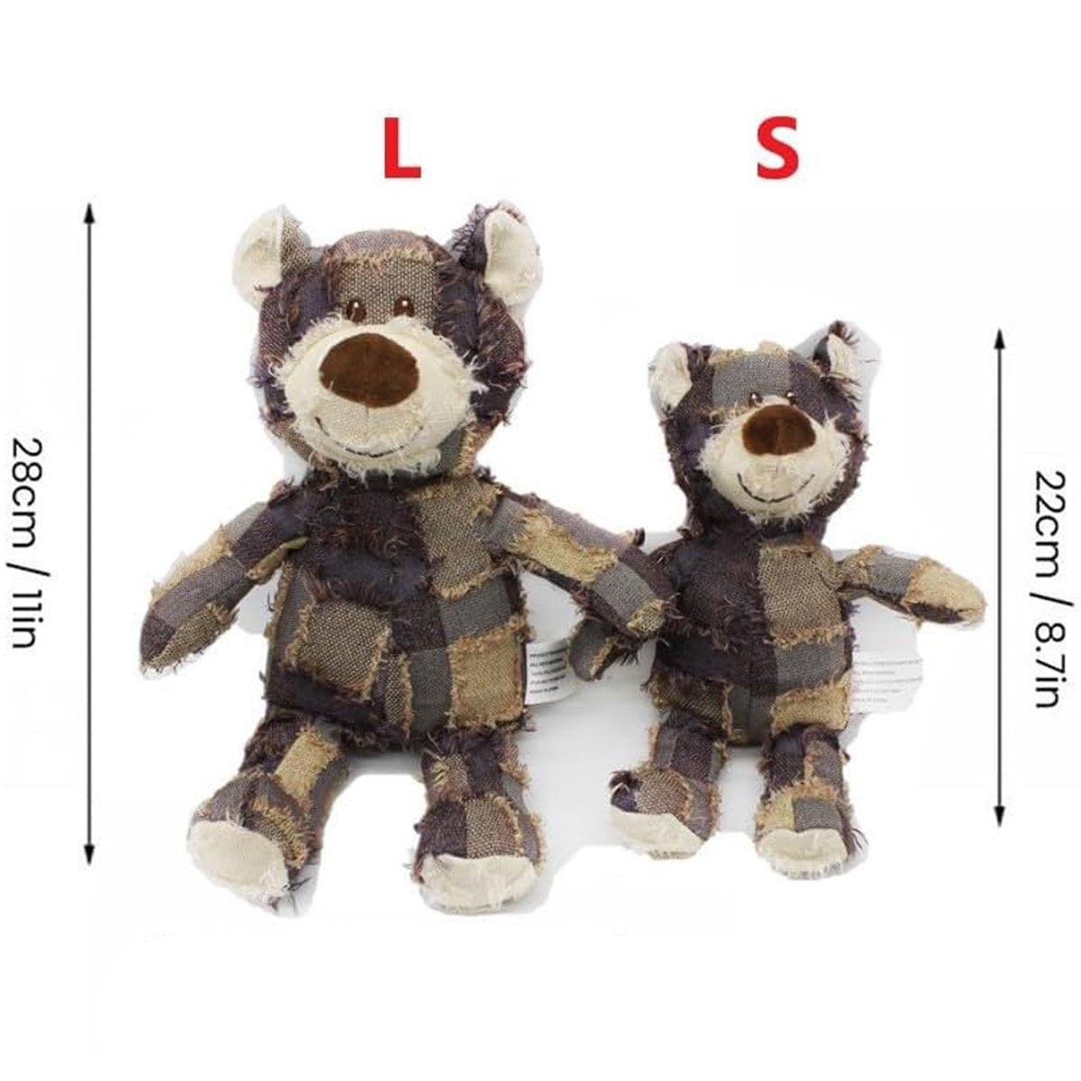 Puppy Squeaky Plush Toy Small Dog Chew Soft Bear Pet Companion - Brown-28cm